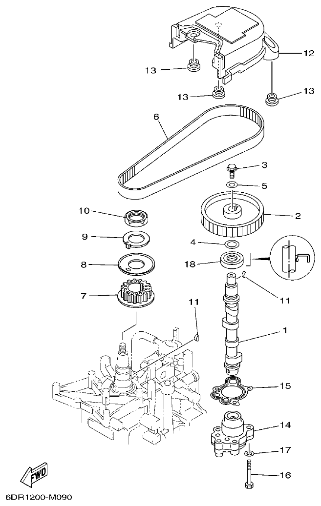 Yamaha 9JMH, 9JE OIL PUMP parts diagram